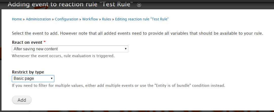 ‘Rules Set Event’